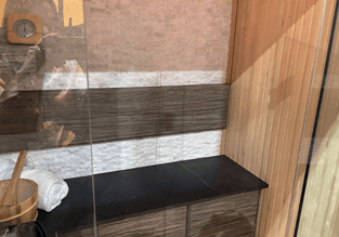 large booth designs with natural tones